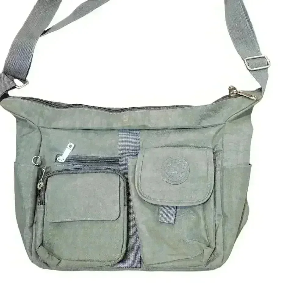 BoBo Xiuxian Women's Dark Sage Gray/Green Multi Pocket Hobo Bag w Adj Strap